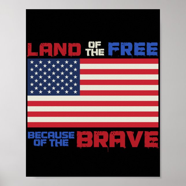 Land of the free Patriotic USA 4:e juli Poster (Framsidan)