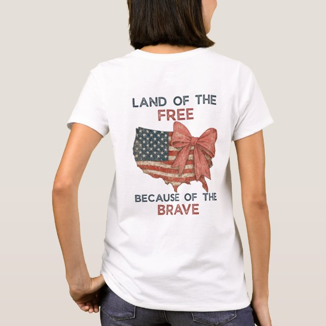 Land of the Free Shirt | Patriotic USA Bow Tee (Baksida)