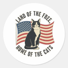 Land of the Free - Vintage Patriotic Cat Sticker Runt Klistermärke