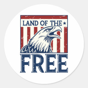 Land of the Free - Vintage USA Eagle Graphic Runt Klistermärke