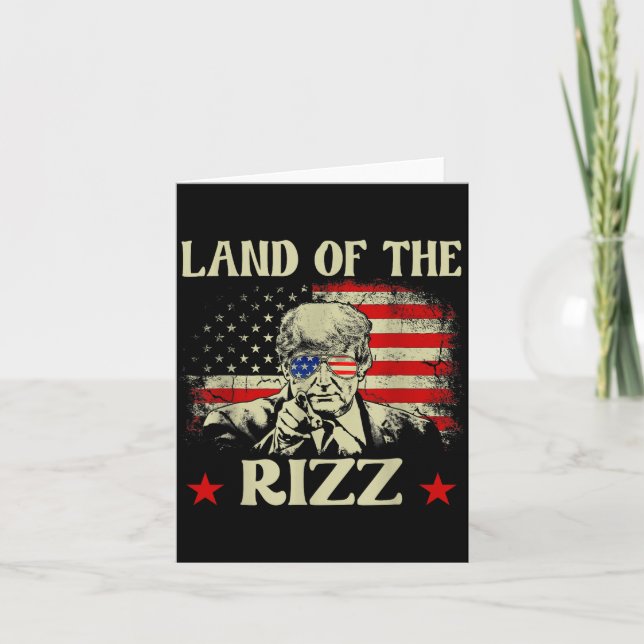 Land Of The Rizz Funny Patriotic Trump 4th Of July Kort (Framsida)