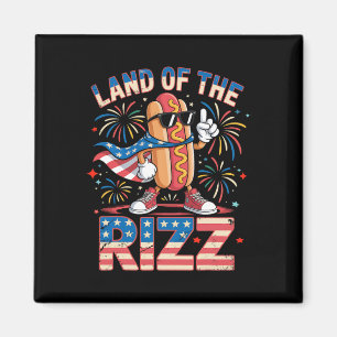 Land Of The Rizz Hotdog Roligt 4:e Juli Amerikansk Magnet
