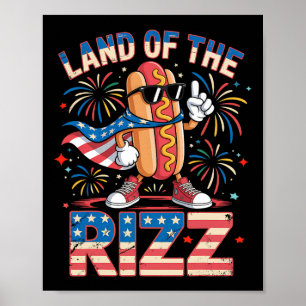 Land Of The Rizz Hotdog Roligt 4:e Juli Amerikansk Poster