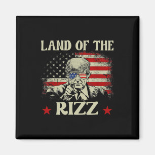 Land Of The Rizz Roligt Patriotiskt Trump 4:e Juli Magnet