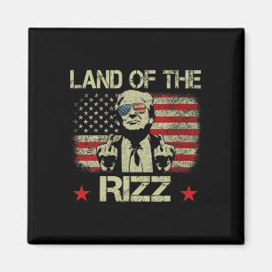 Land Of The Rizz Roligt Patriotiskt Trump 4:e Juli Magnet