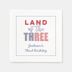 Land Of The Three! Helt Amerikansk 3-års födelseda Pappersservett