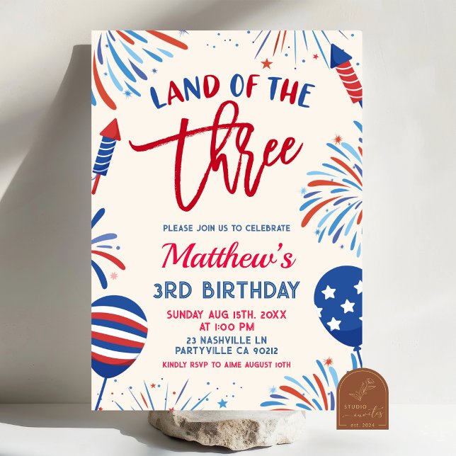 Land of Three Patriotic Birthday Invitation Inbjudningar (Skapare uppladdad)