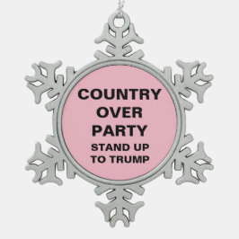 Land över Party Stå upp och Trump Snowflake Snöflinga Pewter Julgransprydnad