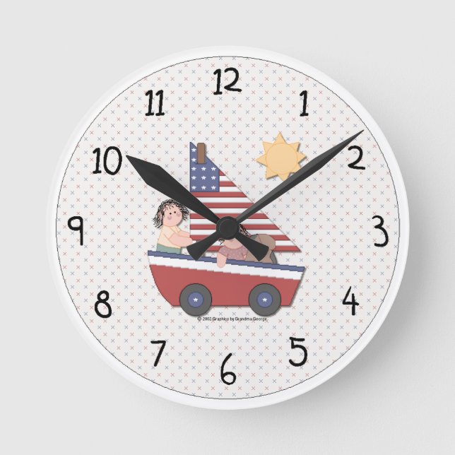 Land Patriotic Wall Clock Rund Klocka (Framsida)
