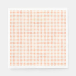 Land Peach Färgad Gingham Napkins Pappersservett