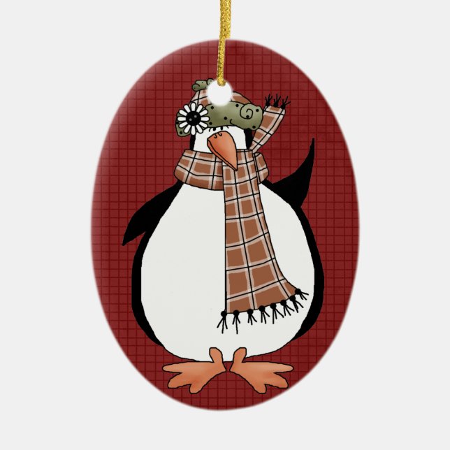Land Penguin Ceramic jul Ornament (Framsidan)