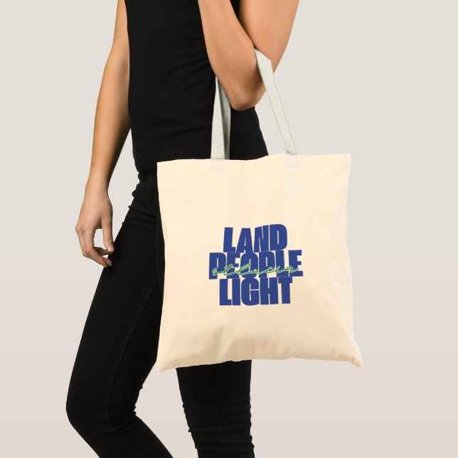 Land People Light | St Lucia Blue Grönt Typography Tygkasse (Framsida (produkt))