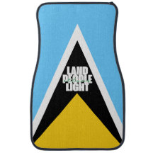 Land People Light | St Lucia Flagga White Typograp