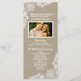 Land Photo Burlap och Snöre Bröllopsprogram Program