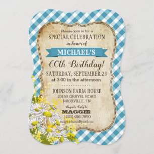 Land Picnic med Daisy Bouquet Birthday Inbjudan