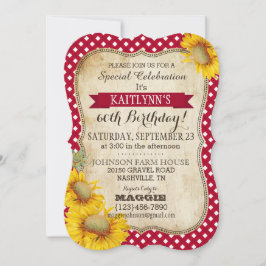 Land Picnic med solblommor Birthday Inbjudan
