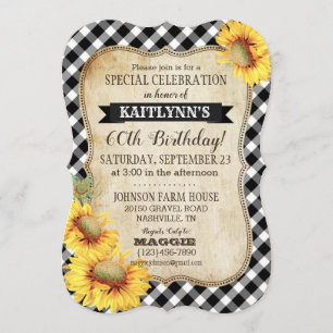 Land Picnic med solblommor Birthday Inbjudan