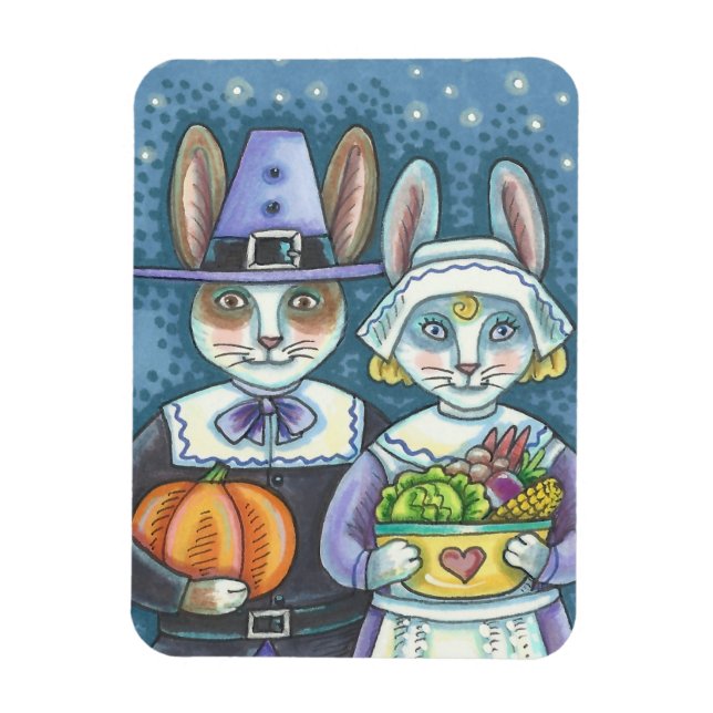 LAND PILGRIMS, THANKSGIVING BUNNY RABBIT MAGNET (Vertikal)