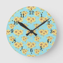 Land Pulver Blue Gult Solblommor Wall Clock