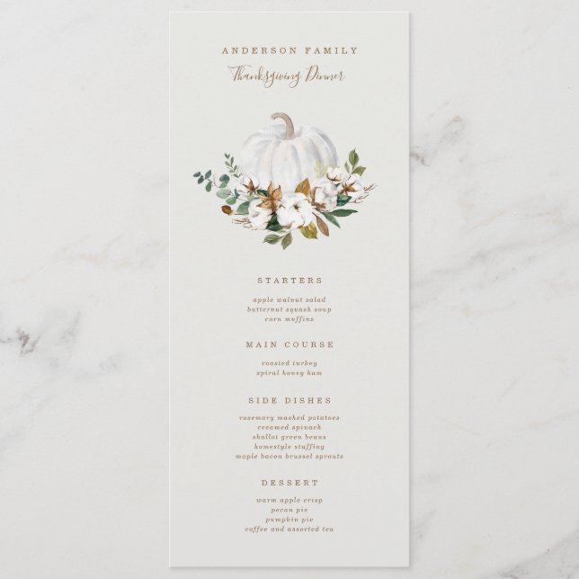 Land Pumpkin Thanksgiving Dinner Meny (Framsida)