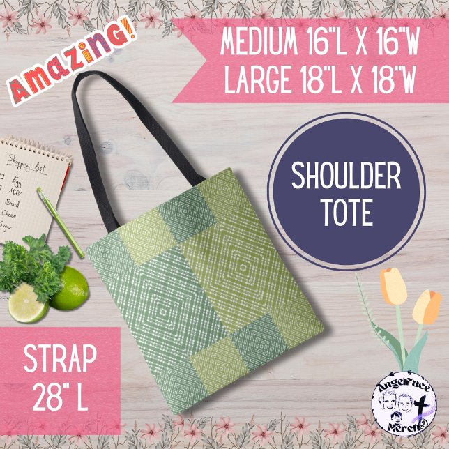 Land Quilt Grönt Tygkasse (Shop in style or hang out with friends with these cute duo-toned green bags!)