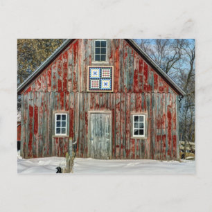 Land Quilt Old Barn Vykort