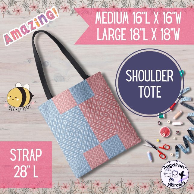 Land Quilt Rosa och Blue Tygkasse (These cute pink and blue plaid totes look great with any outfit!)