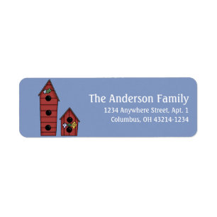 Land Red Birdhouse Returetiketter Returadress Etikett