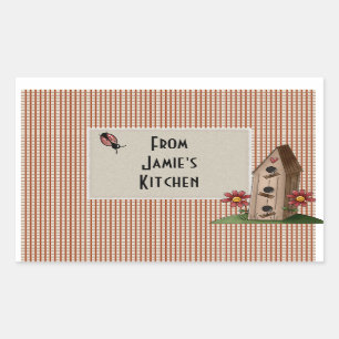 Land Red Gingham Checks Rektangulärt Klistermärke