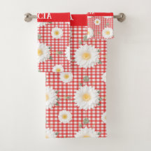 Land Red Gingham med White Daisys