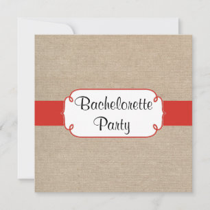 Land Red Orange och Burlap Bachelorette Party Inbjudningar
