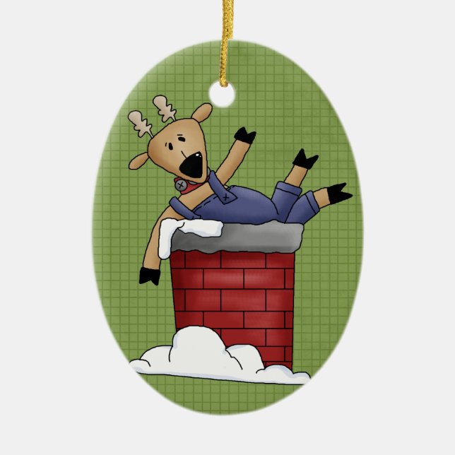 Land Reindeer Ceramic Jul Ornament (Framsidan)