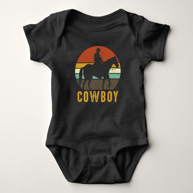 Land Retro Cowboy Western Horse Rider T Shirt (Framsida)