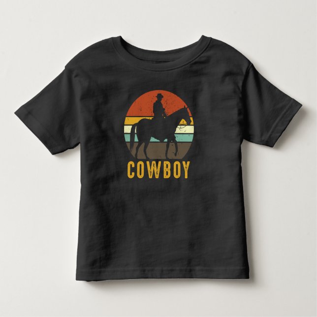 Land Retro Cowboy Western Horse Rider T Shirt (Framsida)