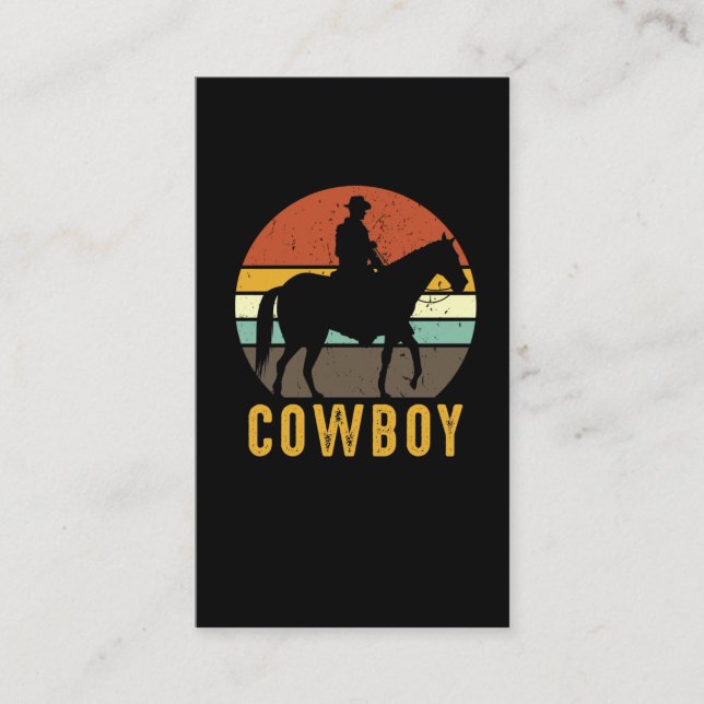Land Retro Cowboy Westernare Horse Rider Visitkort (Framsida)