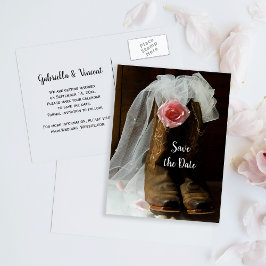 Land Ro Cowboy Boots Bröllop spara datum Meddelande Vykort