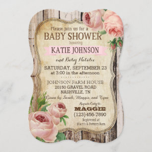 Land Ro och Rustic Wood Baby Shower Inbjudningar