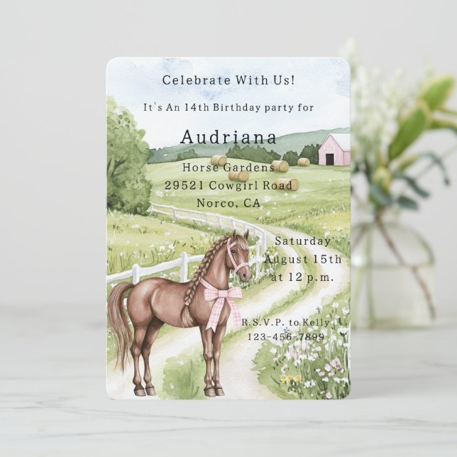 Land Road Horse Birthday Inbjudningar (Stående Fram)