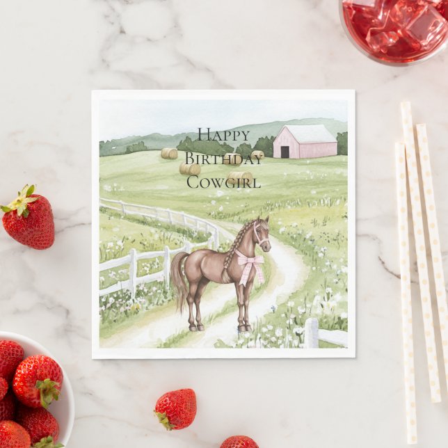 Land Road Horse Birthday Pappersservett (Insitu)
