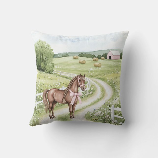 Land Road Horse Blommigt Birthday Kudde (Baksida)