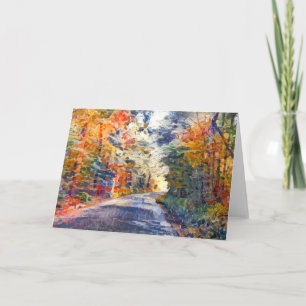 Land Road Impressionist Paint Art Note Card Kort