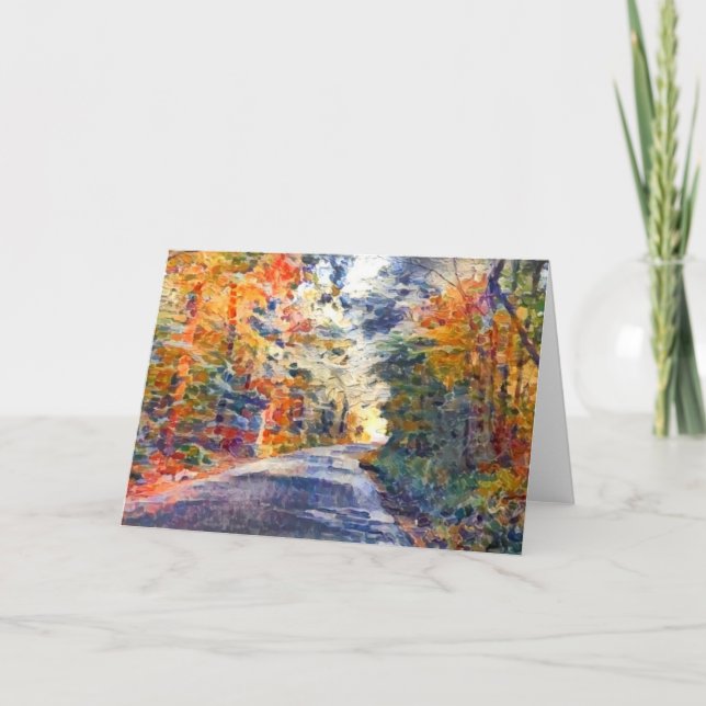 Land Road Impressionist Paint Art Note Card Kort (Framsida)