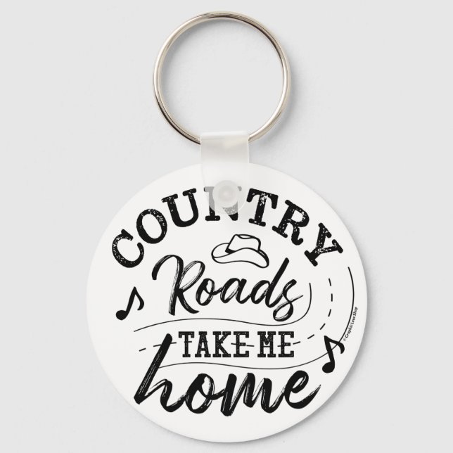 Land Roads ta mig hem - GraphicLoveShop Nyckelring (Framsida)