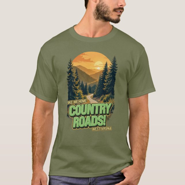 Land Roads Väster Virginia Tshirt T Shirt (Framsida)
