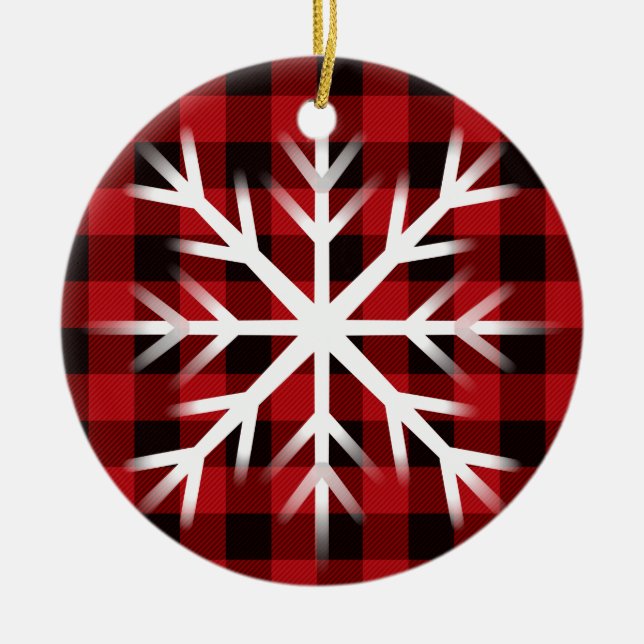 Land röd och svart fläsk - snöflinga / julgransprydnad keramik (Framsidan)
