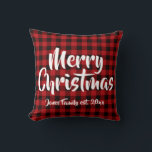 Land röd, svart buffel plaid - God jul Kudde<br><div class="desc">Rustik nordlig och svart plaid mönster - helgdag - god jul - anpassade!</div>