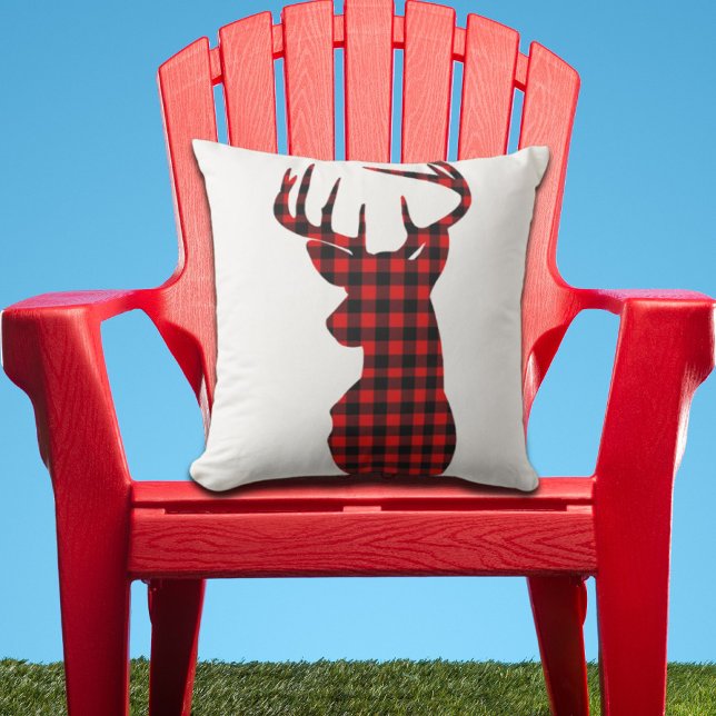 land, rödbuffelbuckalo, christmas hjort kudde (country cabin red buffalo plaid christmas deer outdoor pillow)