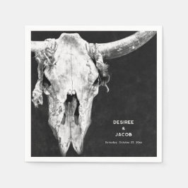 Land Rodeo Western Black and White Bull Skull Pappersservett
