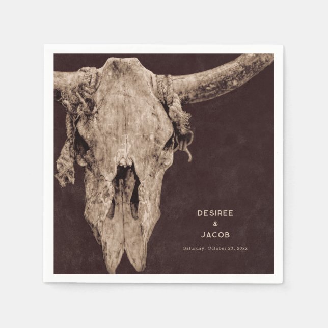 Land Rodeo Westernare Brown Bull Skull Pappersservett (Framsidan)