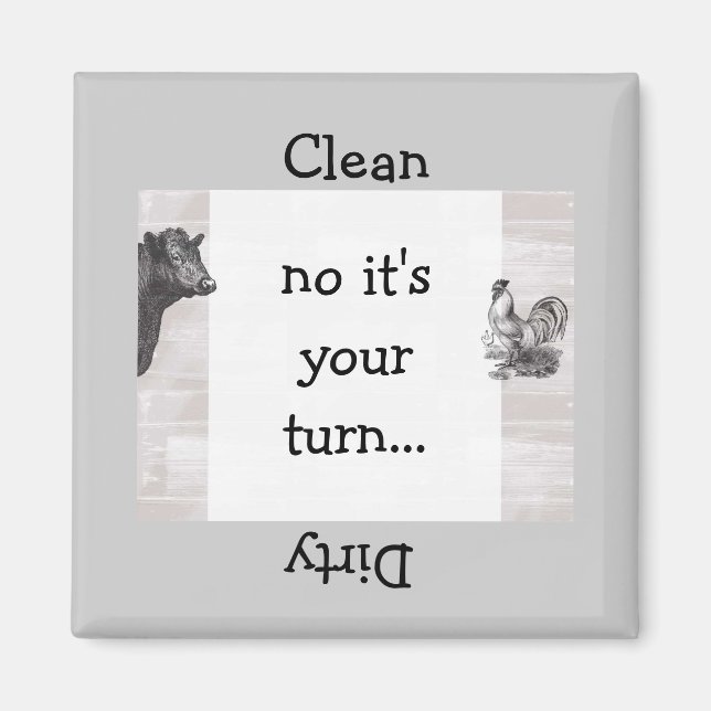 Land Roligt Cow Tupp Dishwasher Magnet (Framsidan)